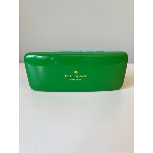Kate Spade Eyeglasses Case Turquoise Green Hard Clam Shell with Cleaning Cloth - Picture 1 of 8